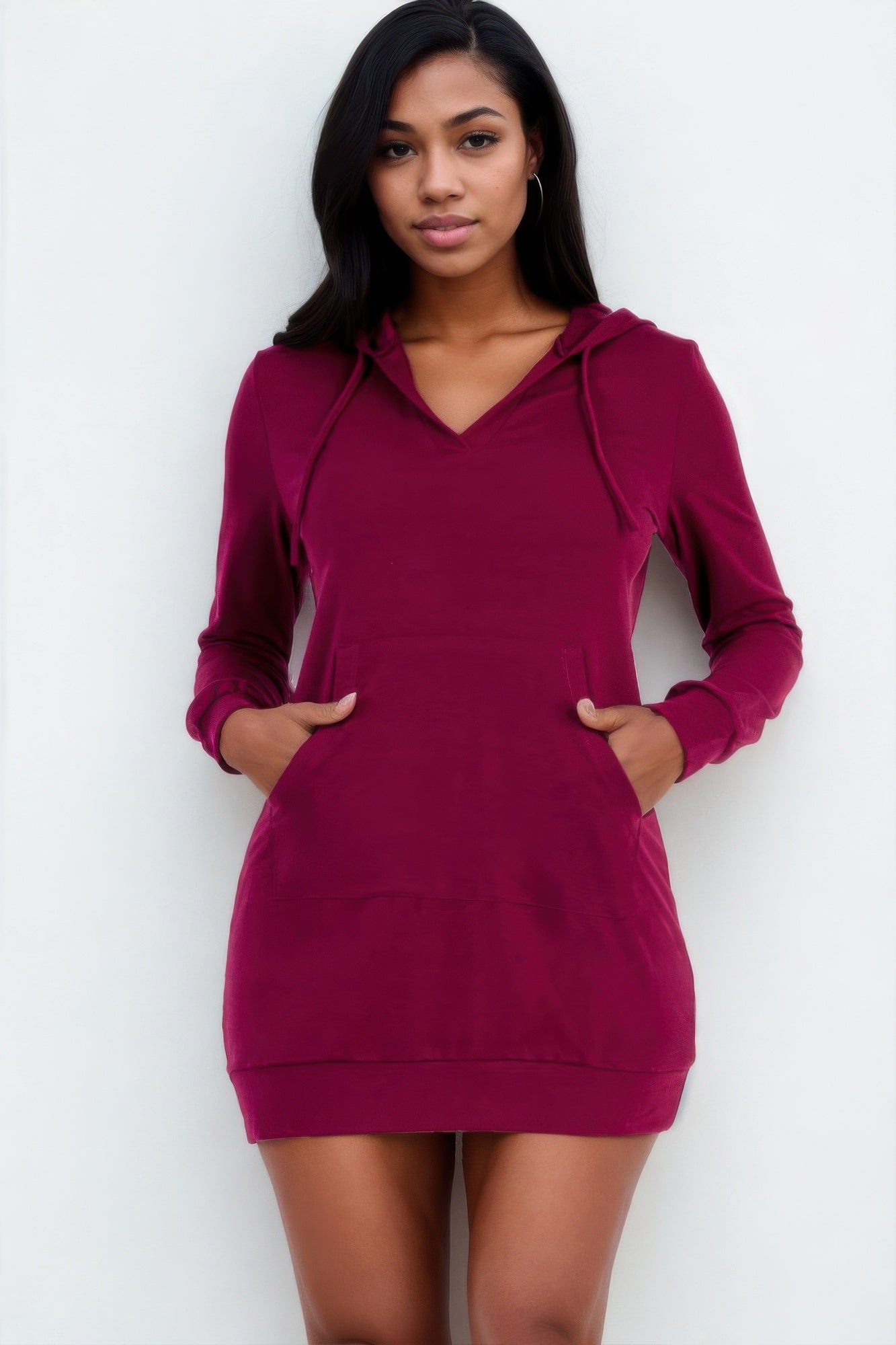 French Terry Hoodie Mini Dress Shop One Place