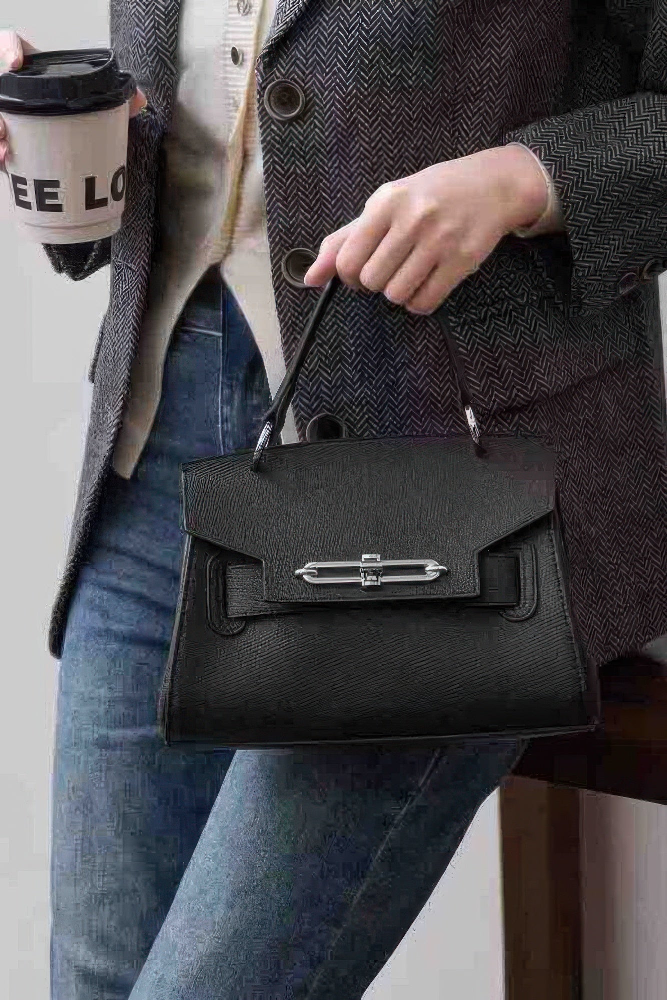 Faux Leather Top Handle Flap Bag Shop One Place