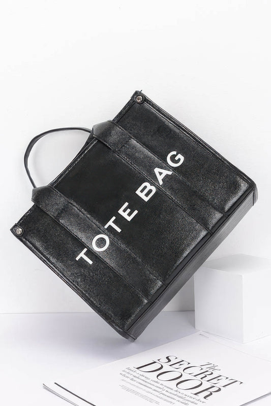 Metallic Faux Leather Tote Bag Shop One Place