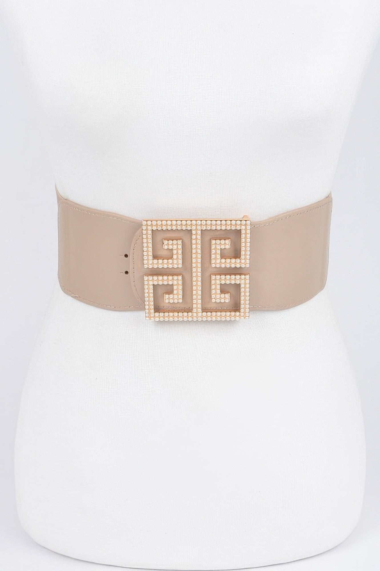 Faux Pearl Buckle Stretch Belt Shop One Place