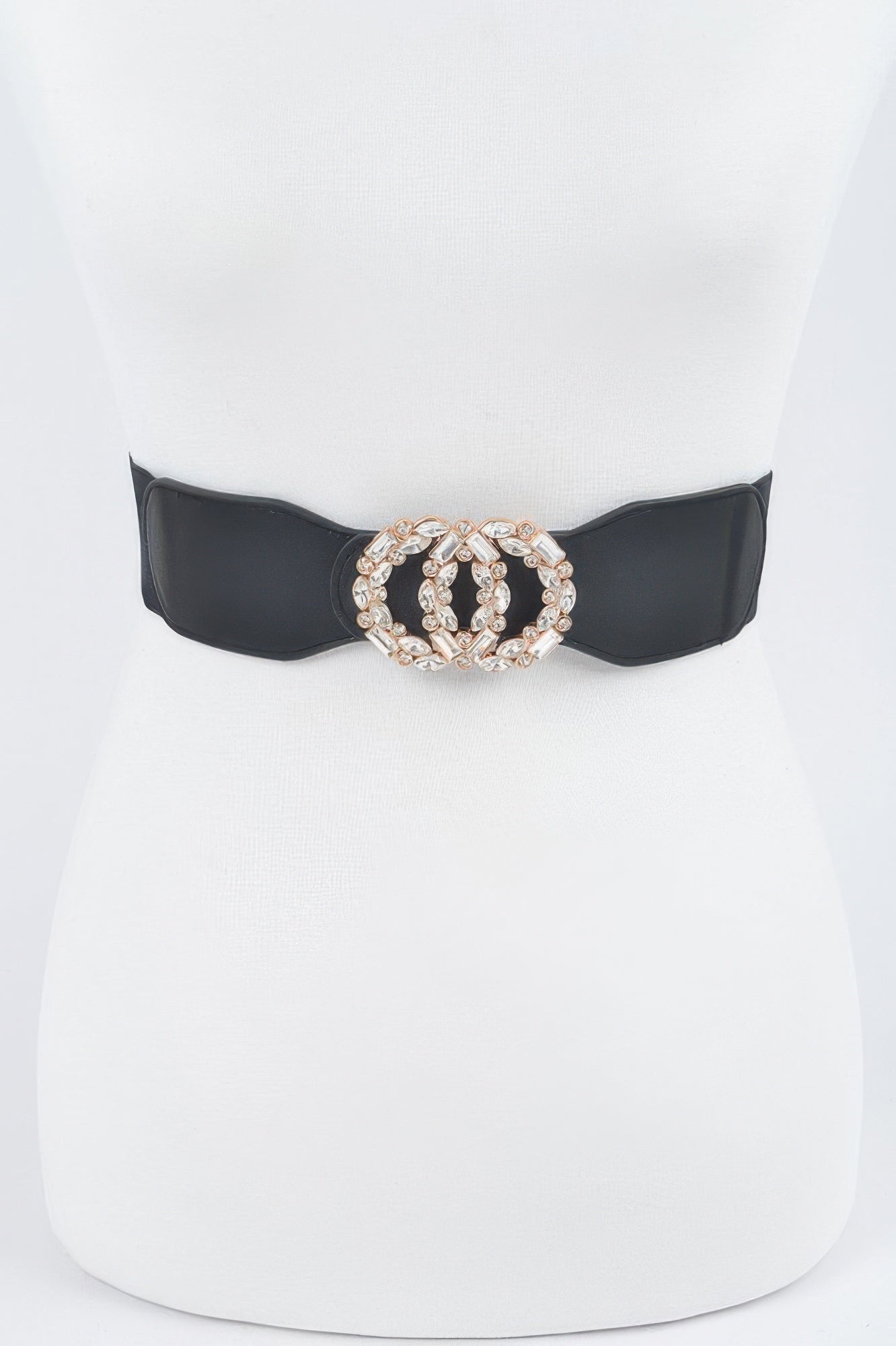 Oo Rhinestone Buckle Plus Size Elastic Belt Shop One Place