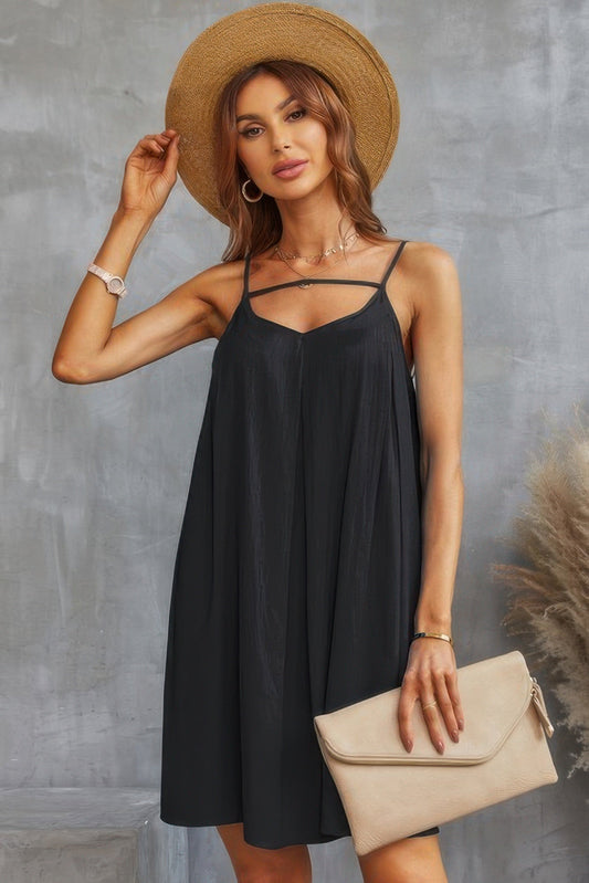 Sleeveless A Line Spaghetti Strap Dress Shop One Place