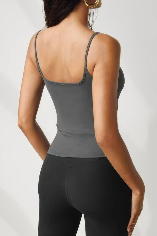 Solid Square Neck Sleeveless Slim Tank Top Shop One Place