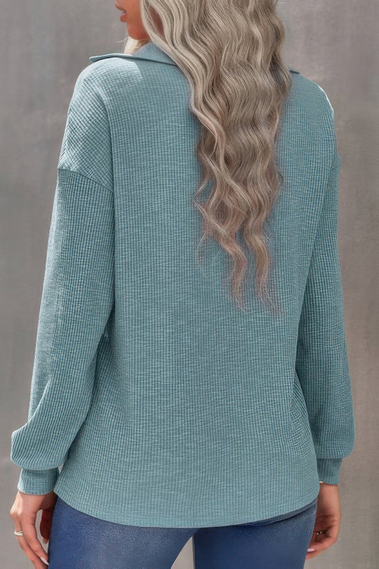 Half Zip Long Sleeve Solid Knit Top Shop One Place