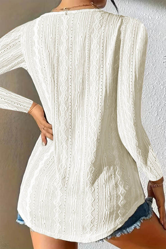 V-Neck Long Sleeve Blouse Shop One Place