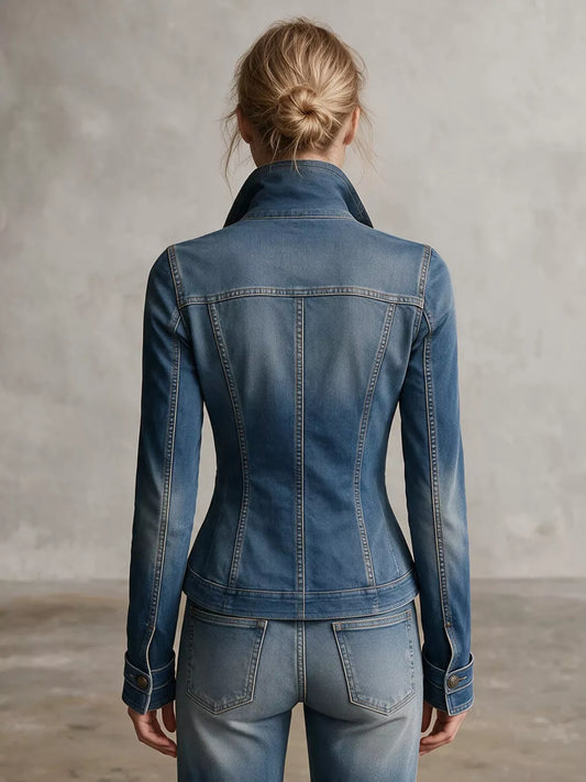 Women's Fitted Button-Up Denim Jacket – view 2
