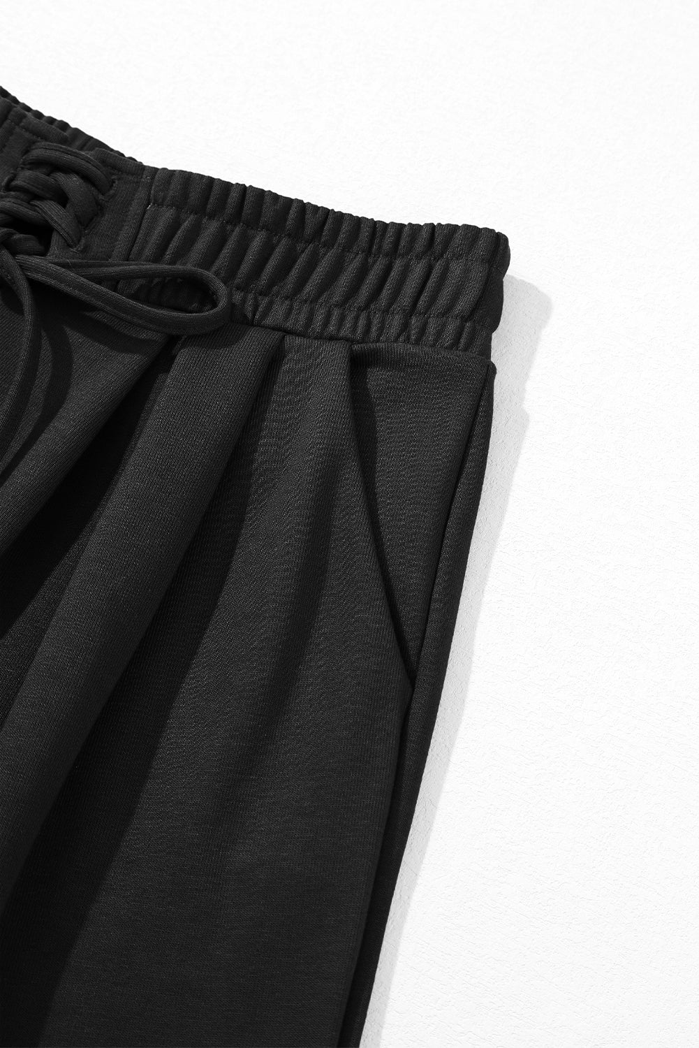 Tied Elastic High Waist Pleated Detail Solid Sweatpants