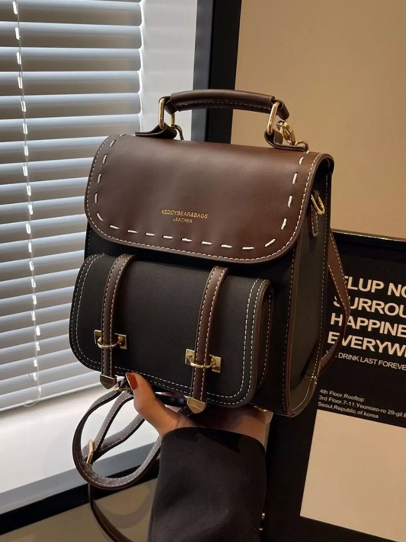 designer mini vintage backpacks Vintage Style Leather Backpack Bag - Mini PU Leather