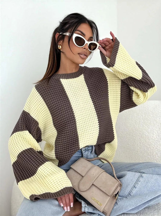 Color Block Long Sleeve Sweater Shop One Place