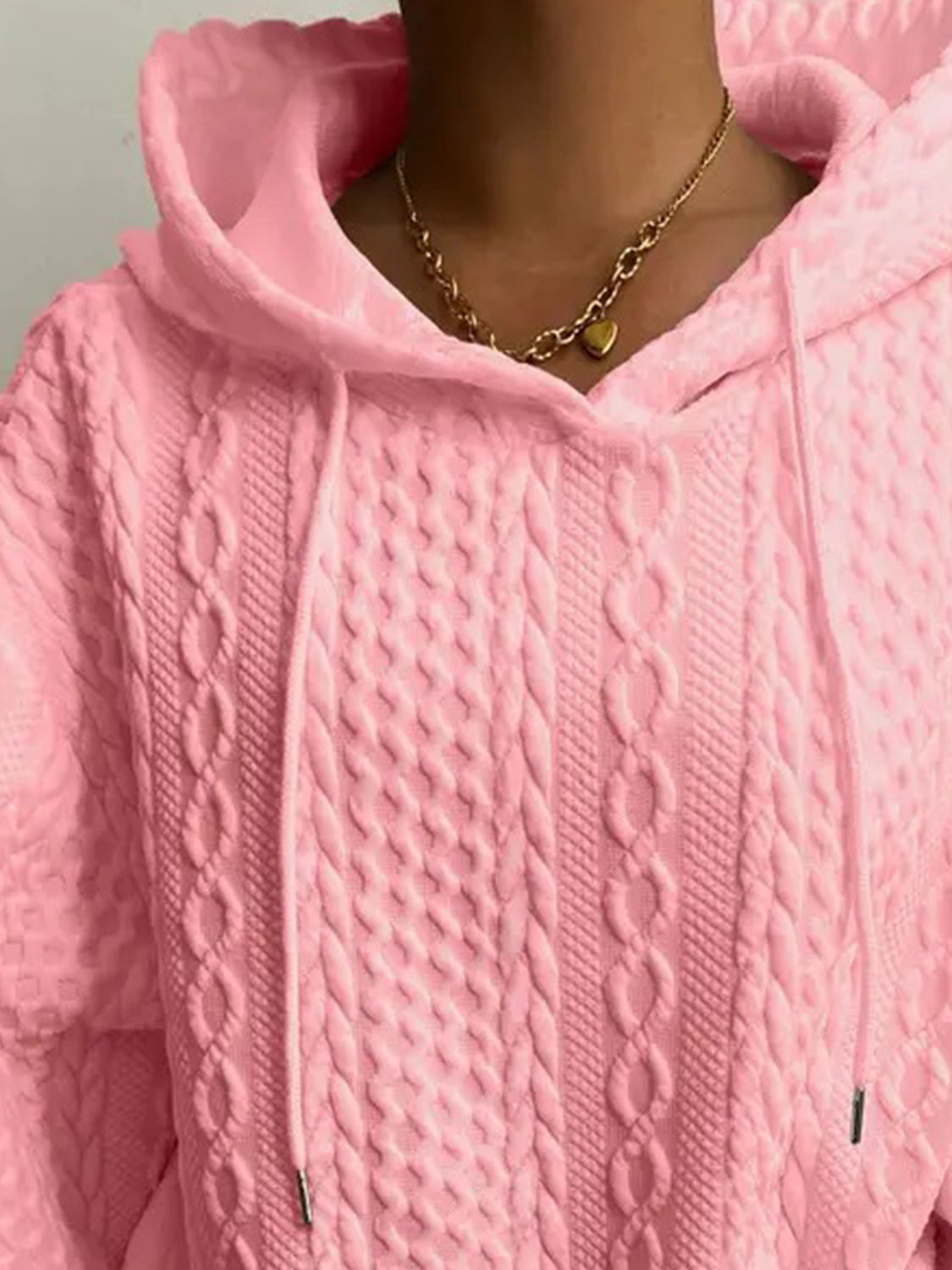 Drawstring Drop Shoulder Long Sleeve Hoodie Shop One Place