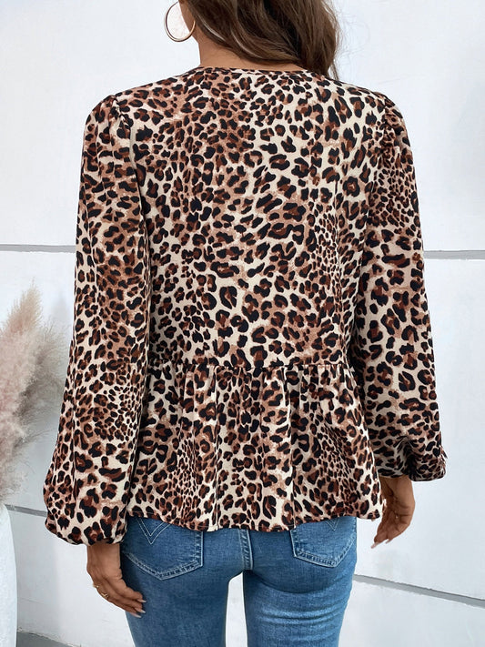 Ivy Lane Peplum Tied Long Sleeve Blouse Shop One Place
