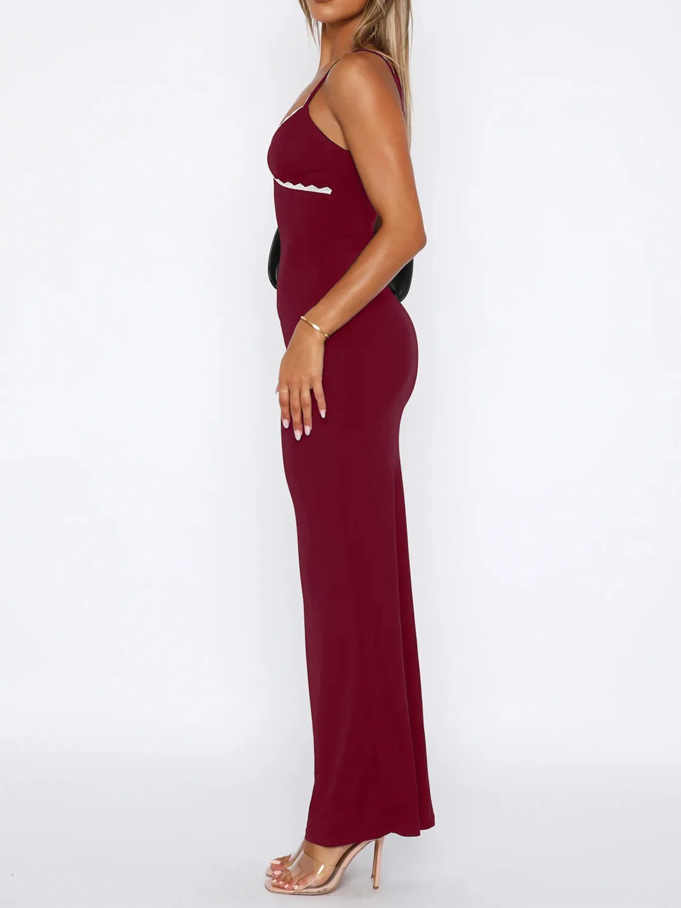 Lace Detail Slim Fit Bodycon Maxi Dress Shop One Place