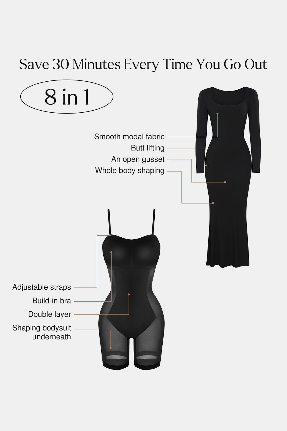Basic Bae Built-In Shapewear Square Neck Long Sleeve Maxi Dress Shop One Place