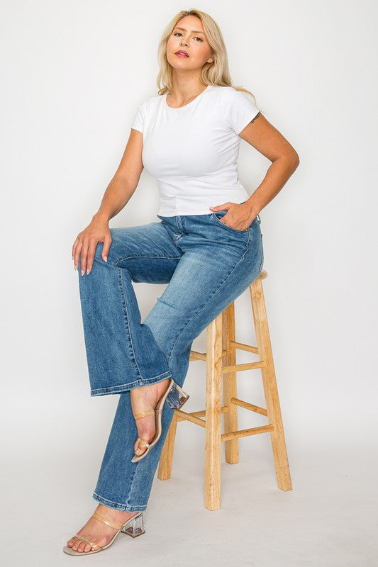 bytos Full Size Cat's Whiskers Mid Rise Bootcut Jeans Shop One Place