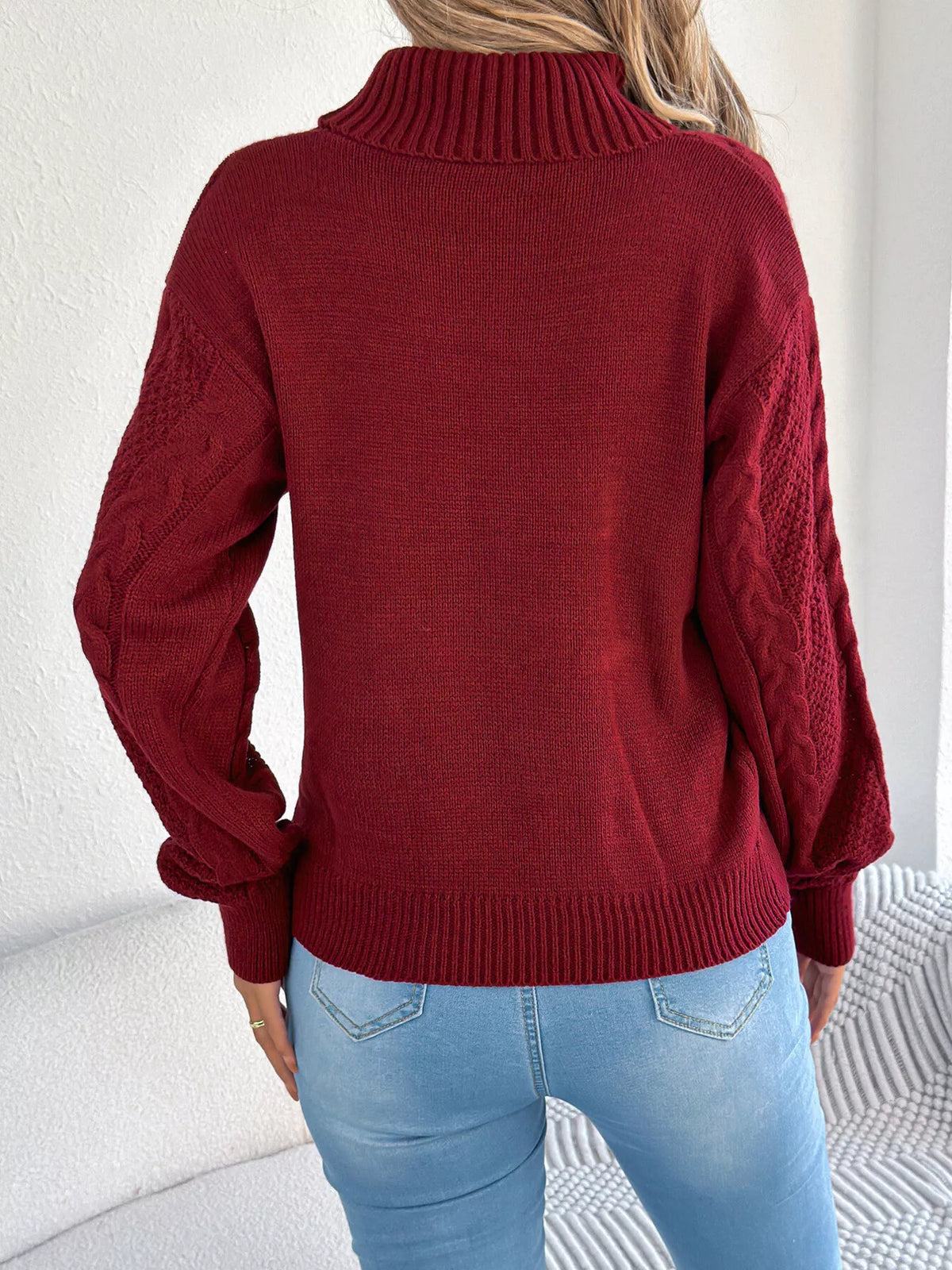 Women's Cable Knit Turtleneck Sweater – view 14