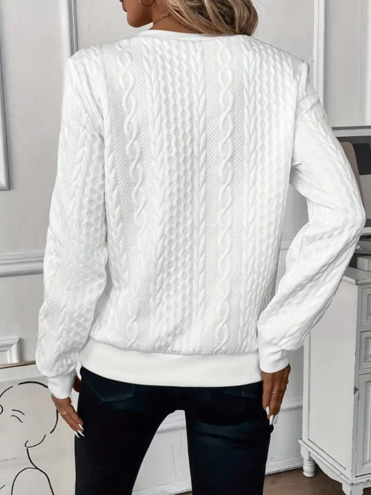 Texture Half Zip Long Sleeve Sweatshirt Shop One Place