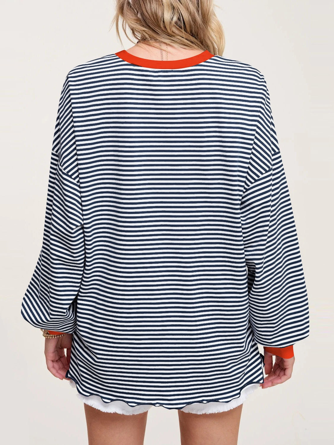 Contrast Striped Long Sleeve Sweatshirt Shop One Place