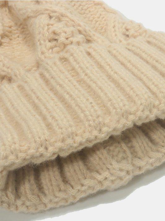 Roll Rim Cable-Knit Hat Shop One Place