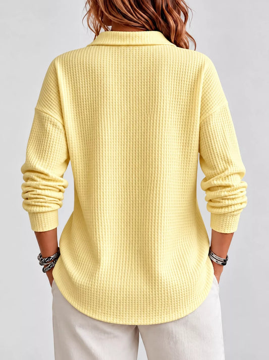 Women's Waffle Knit Button Detail Top – view 2