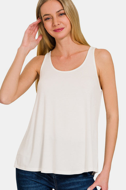 Zenana Round Neck Flowy Hem Tank Shop One Place