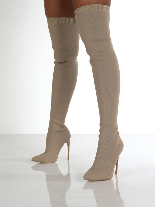 Point Toe Over Knee Stiletto Boots Shop One Place