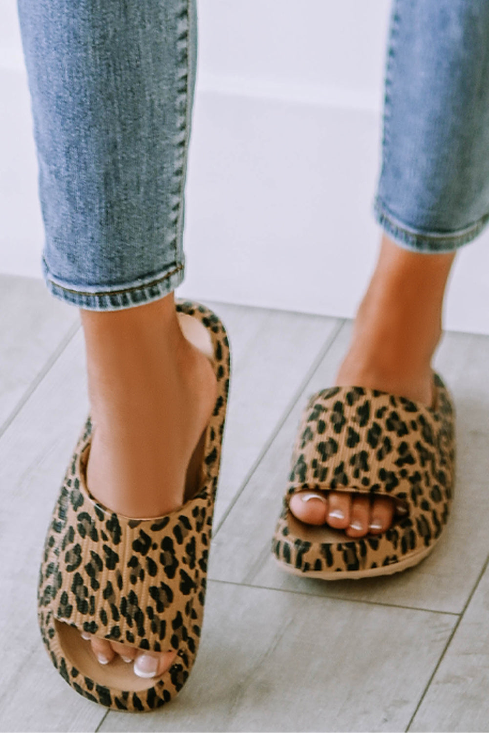 Leopard Cloud Slides Thick Flat Slides Shoes Shop One Place