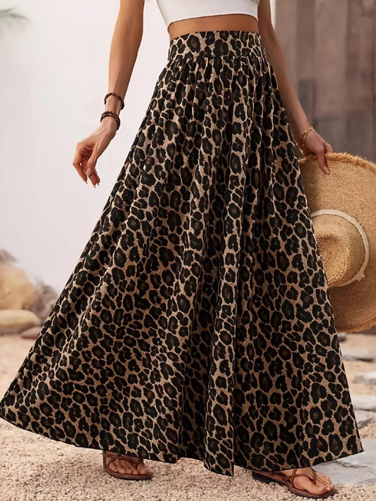 Leopard Maxi Skirt Shop One Place