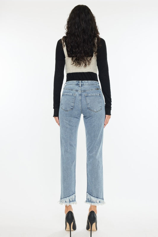 Kancan Raw Hem High Rise Straight Jeans Shop One Place
