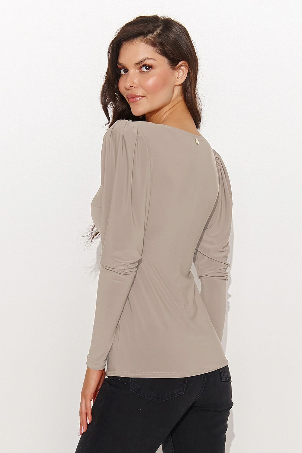Numinou V-shaped Neckline Buff Sleeve Blouse Shop One Place