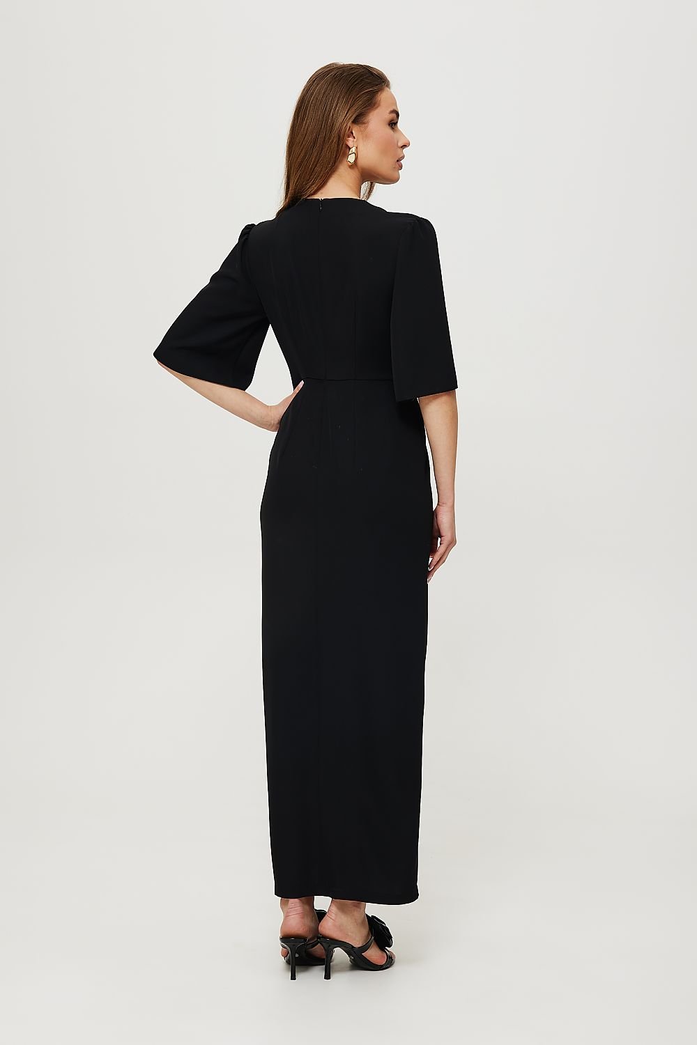 Makover V-shaped Neckline Side Split Maxi Shop One Place