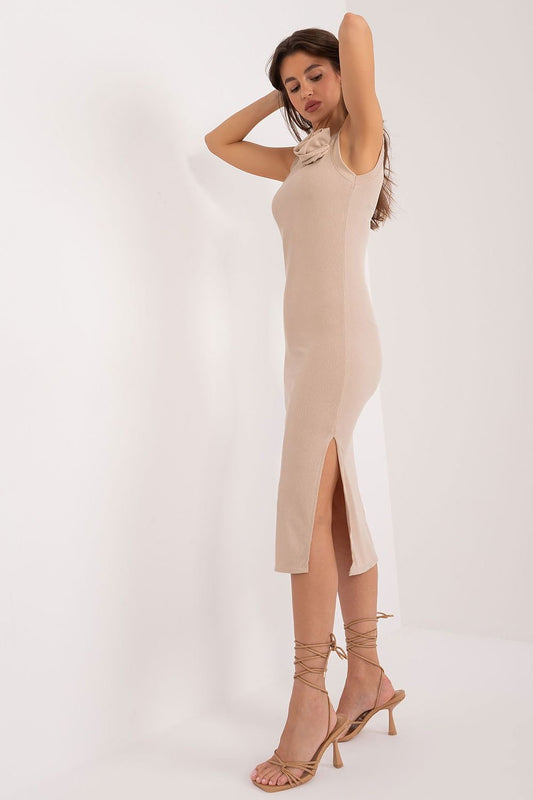 Italy Moda Ribbed Decorative Flower Dress Shop One Place
