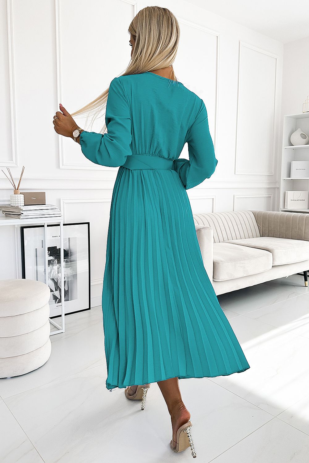 VIVIANA Pleated midi dress with a neckline Shop One Place