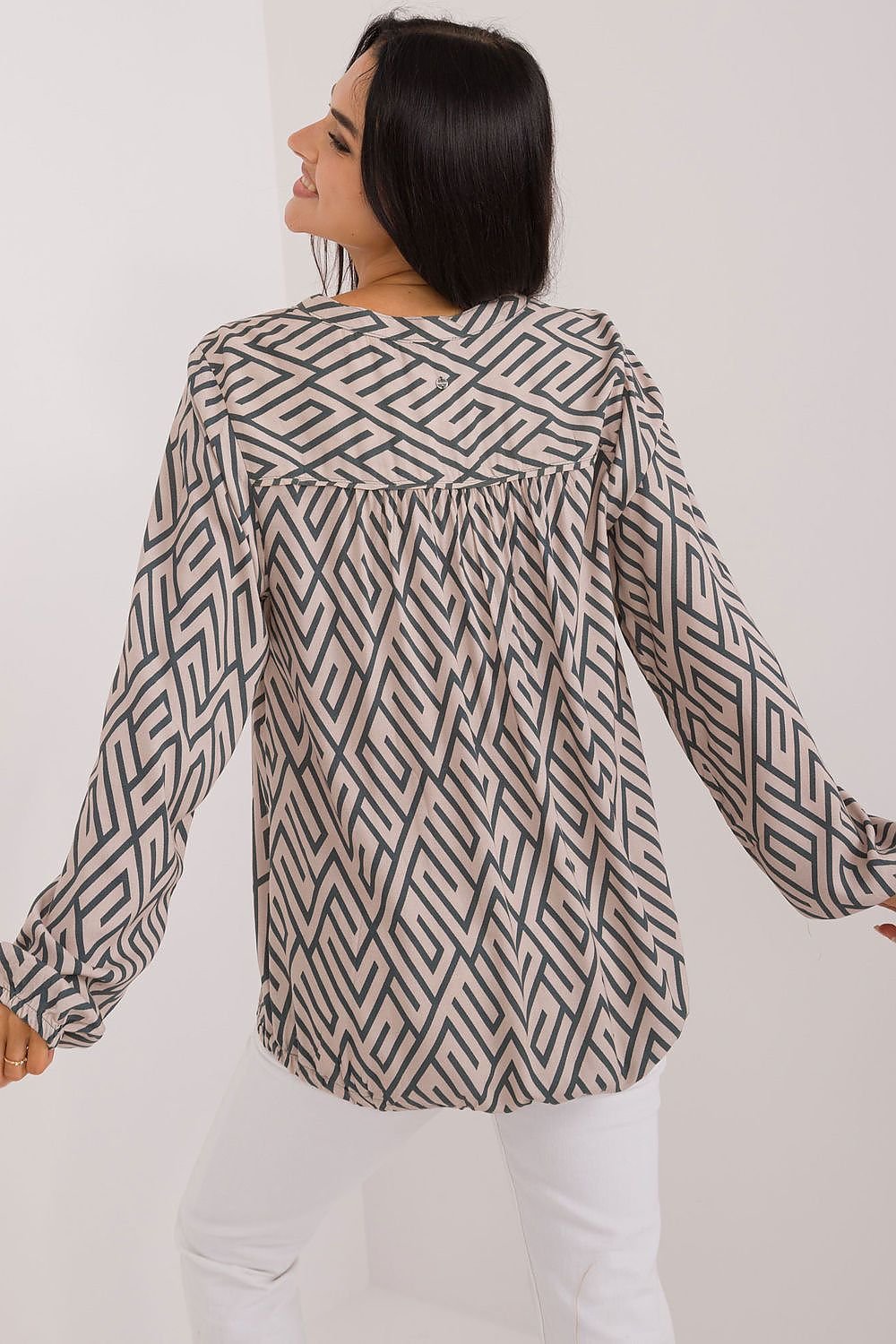 Sublevel Geometric Pattern Blouse Shop One Place