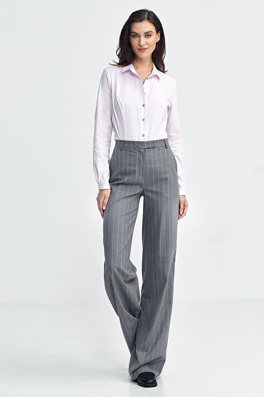 Bootcut trousers, striped Shop One Place