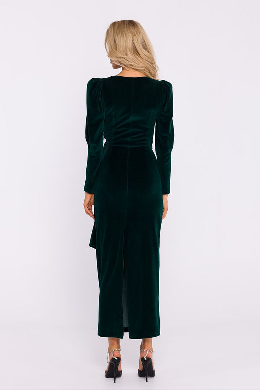 Moe Velvet Deep V-neck Dress Shop One Place
