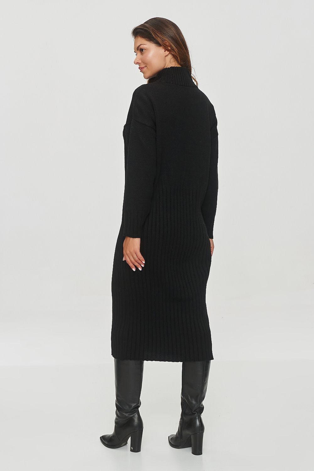 Elegant Cut Long Sleeve Knitted Dress Shop One Place