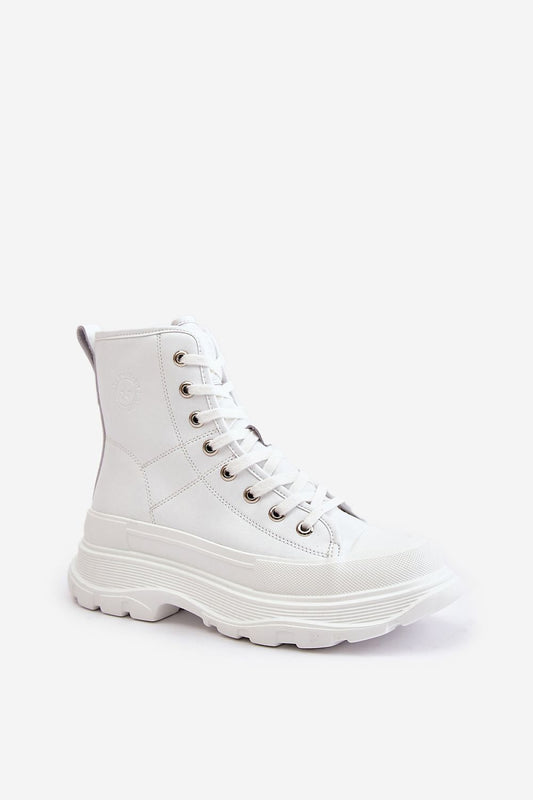 Big Star White Leather Insulated Platform Sneakers Shop One Place