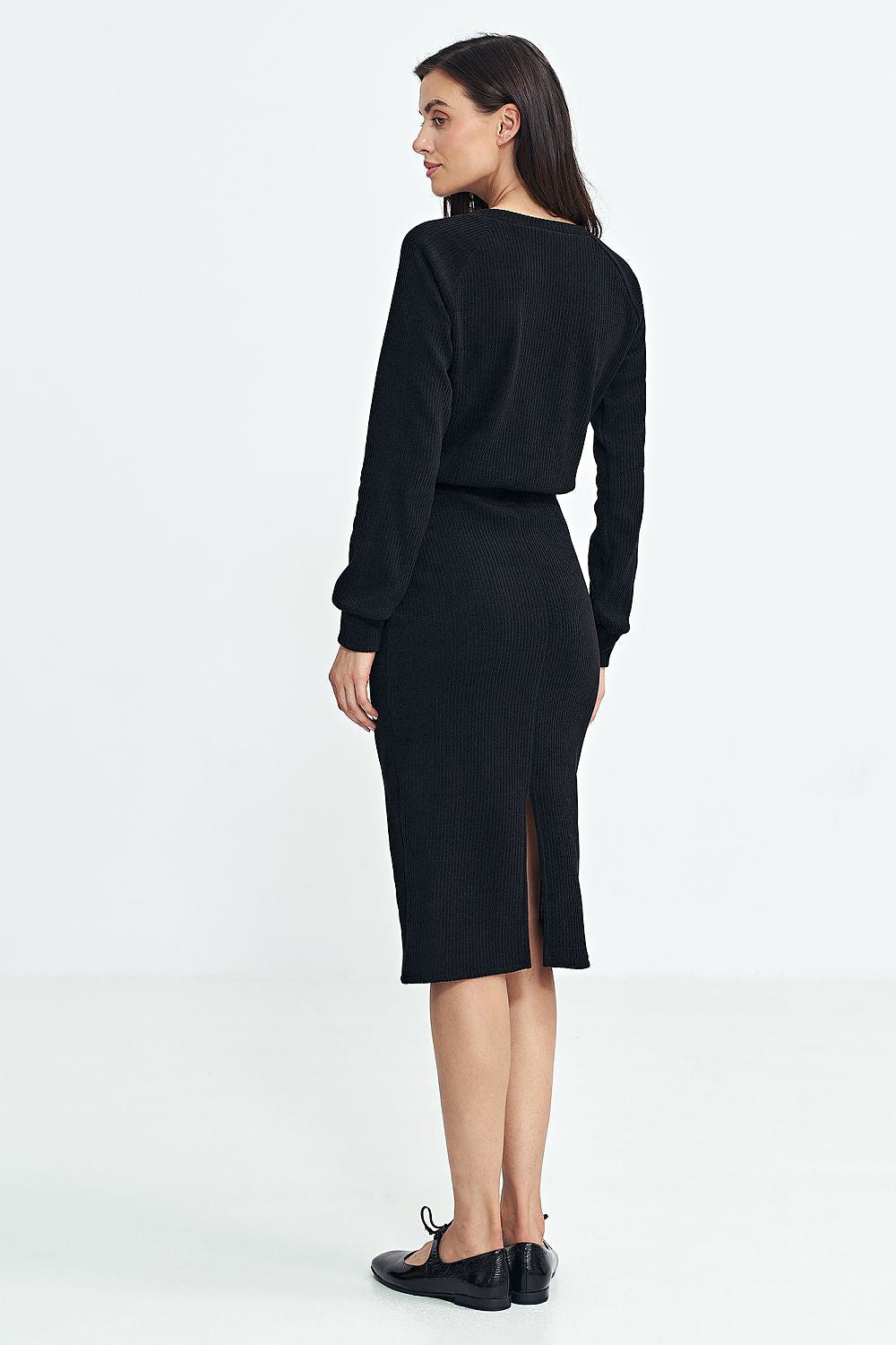 Ribbed Knit Dress with Long Sleeves Shop One Place