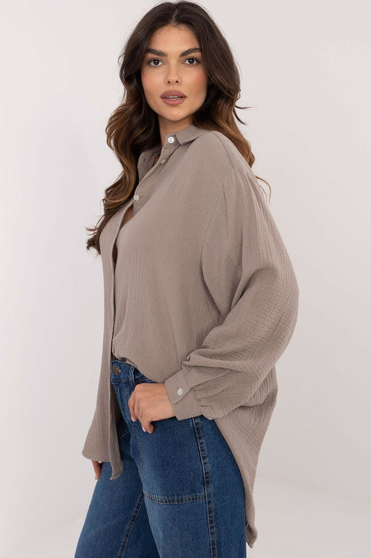 Long sleeve variegated fabric texture shirt Shop One Place