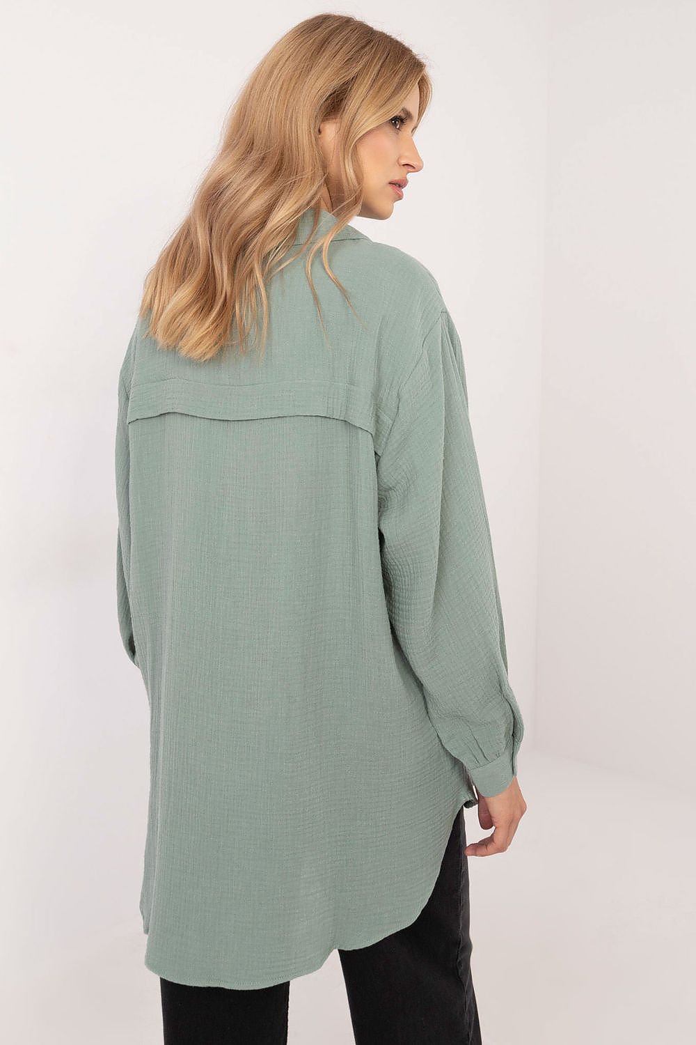 Long sleeve variegated fabric texture shirt Shop One Place