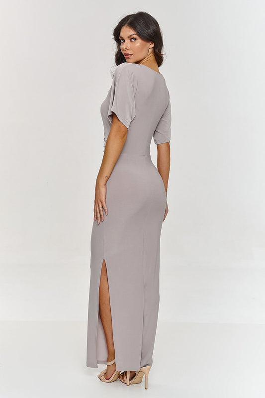 Elegant V-neck Pleated Maxi Shop One Place