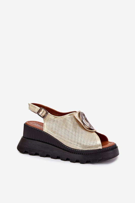 Women's Wedge Heel Sandals – Leather Upper with Front Accent Shop One Place