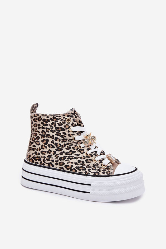 Women's platform hightop animal print sneakers Shop One Place