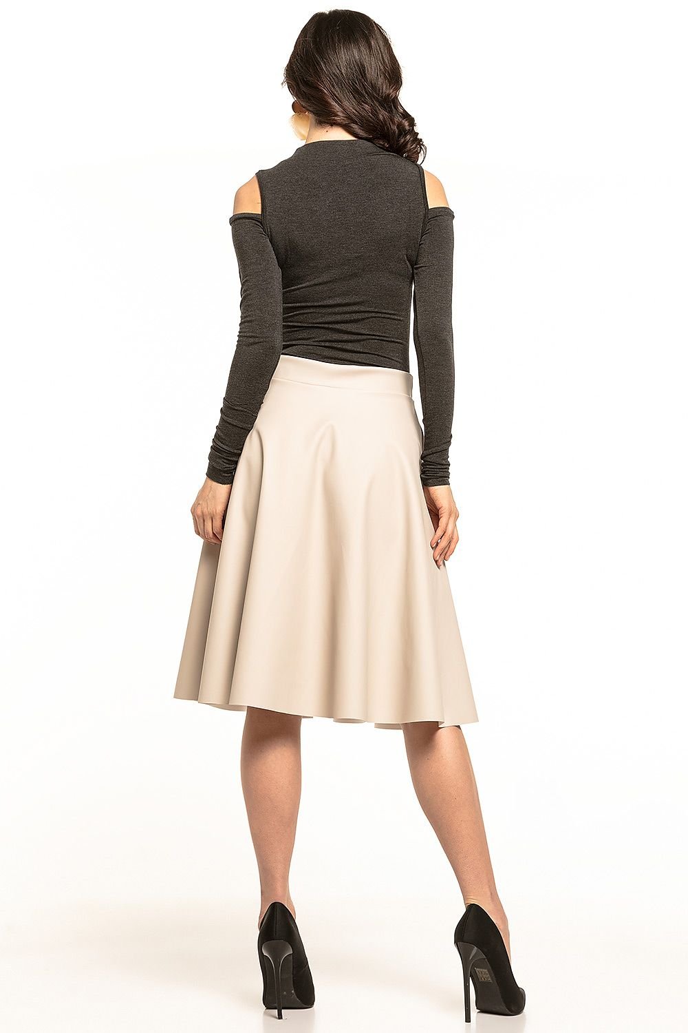 Tessita flared midi eco-leather skirt Shop One Place