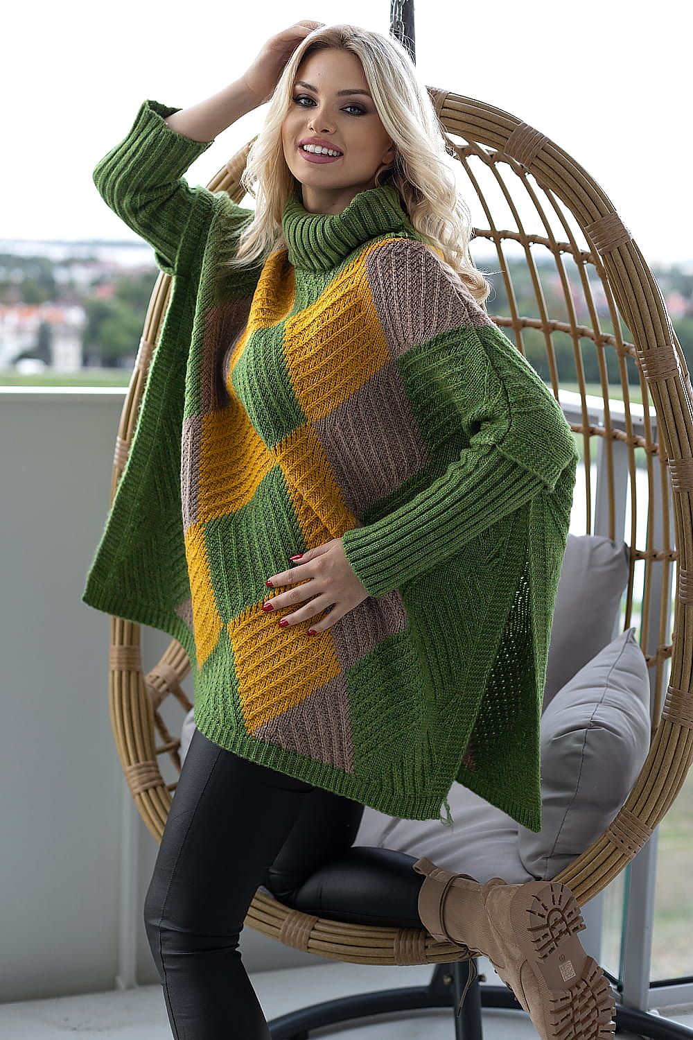 Turtleneck Poncho Sweater Shop One Place
