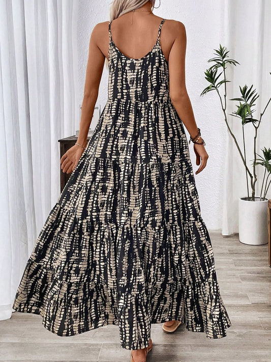 Printed Scoop Neck Maxi Cami Dress Shop One Place