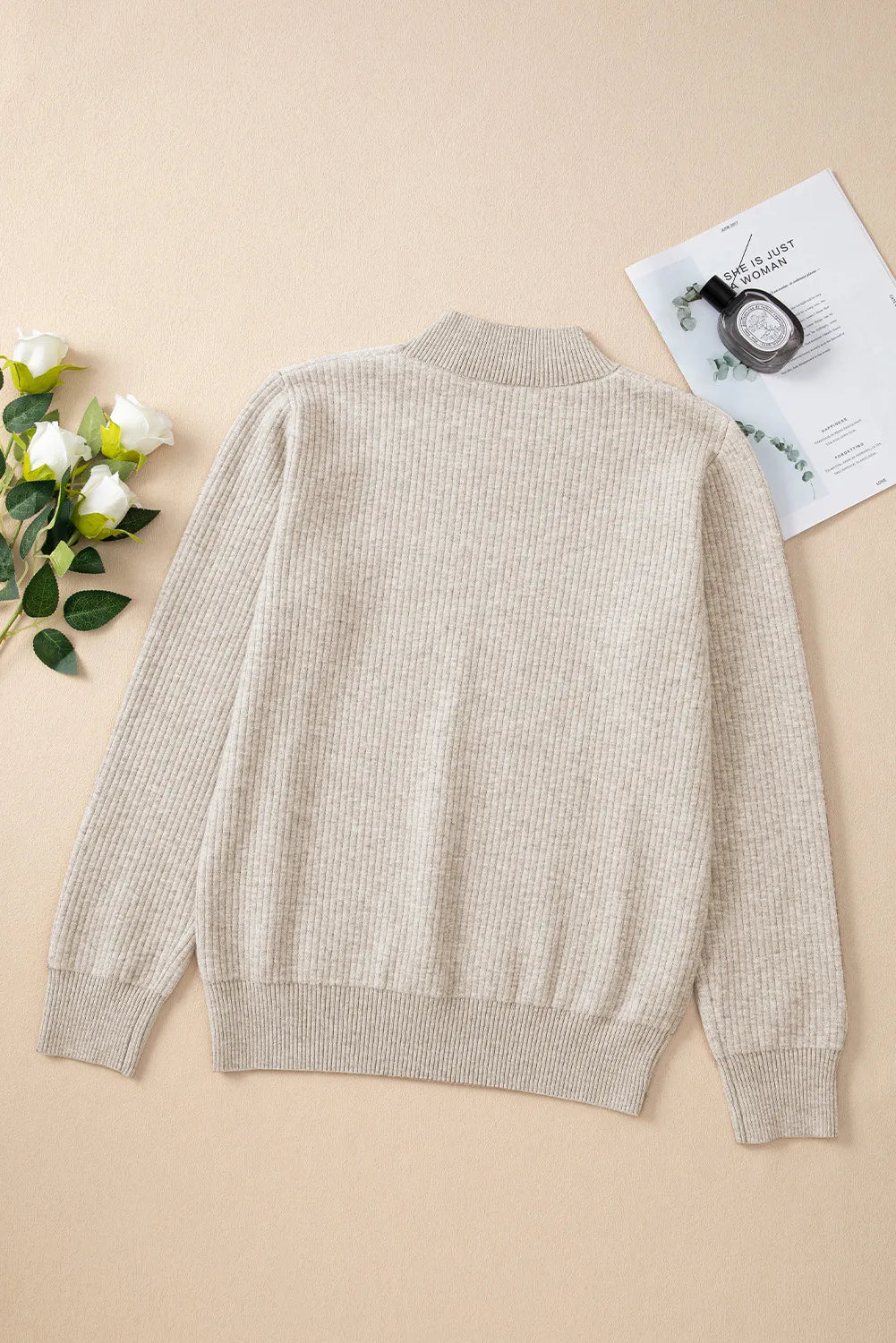 Mock Neck Long Sleeve Sweater Shop One Place