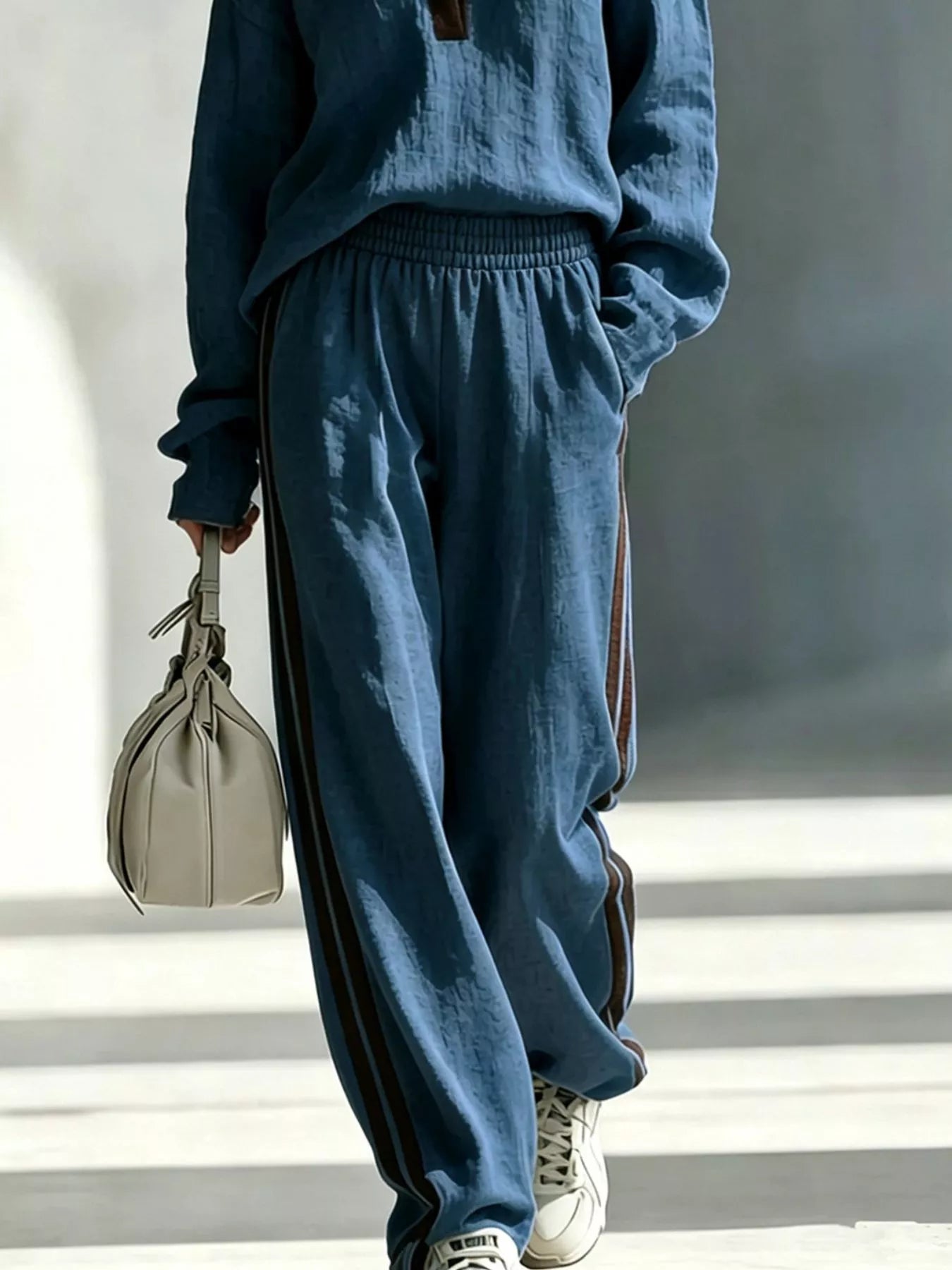Long Sleeve Top and Side-Striped Joggers Set Shop One Place