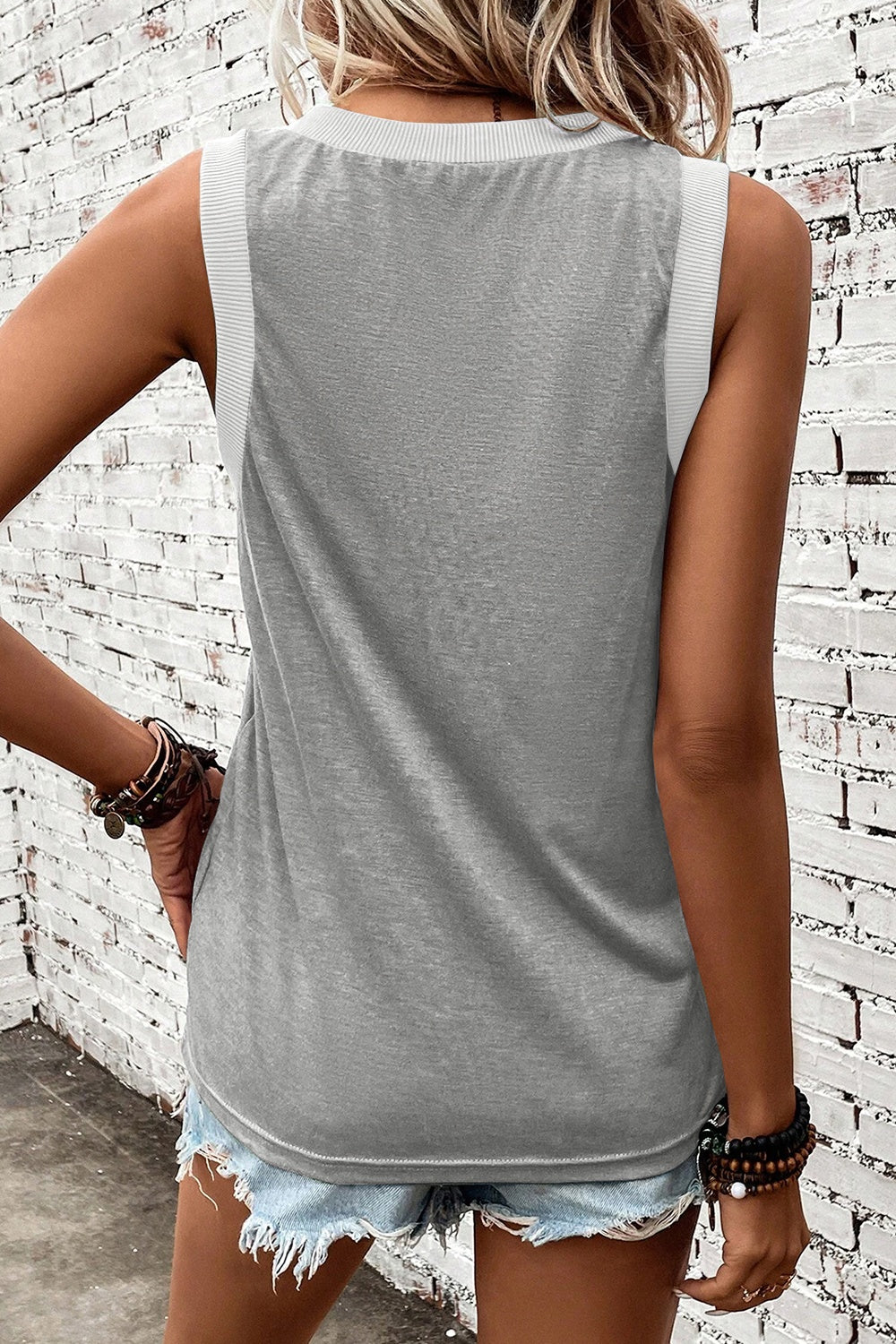 V-Neck Wide Strap Tank Shop One Place