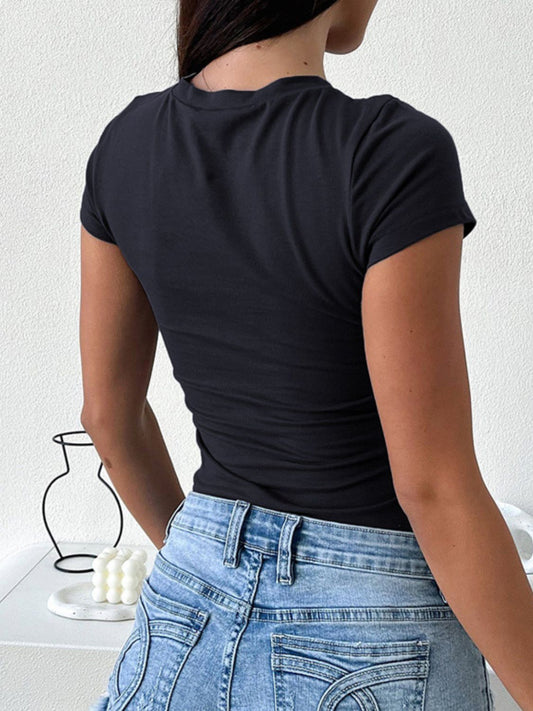 Devine Star Round Neck Short Sleeve T-Shirt Shop One Place